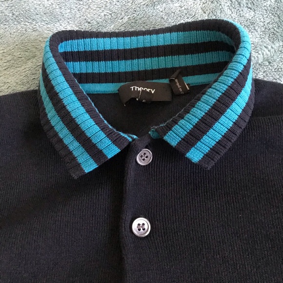 Theory Dark Navy Polo Sweater - Picture 4 of 5